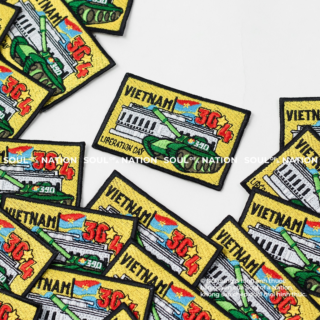 Patch thêu hình chữ nhật Giải Phóng 30/4 theo yêu cầu
