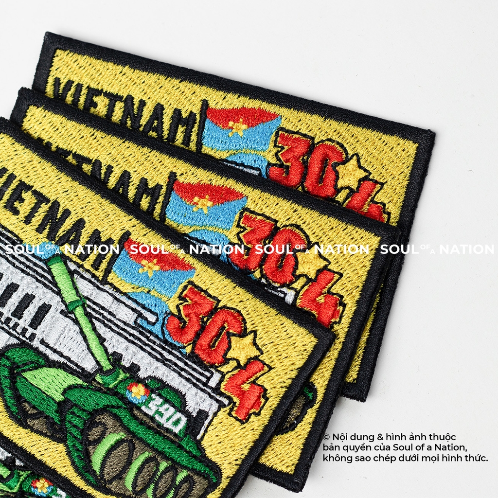 Patch thêu hình chữ nhật Giải Phóng 30/4 theo yêu cầu