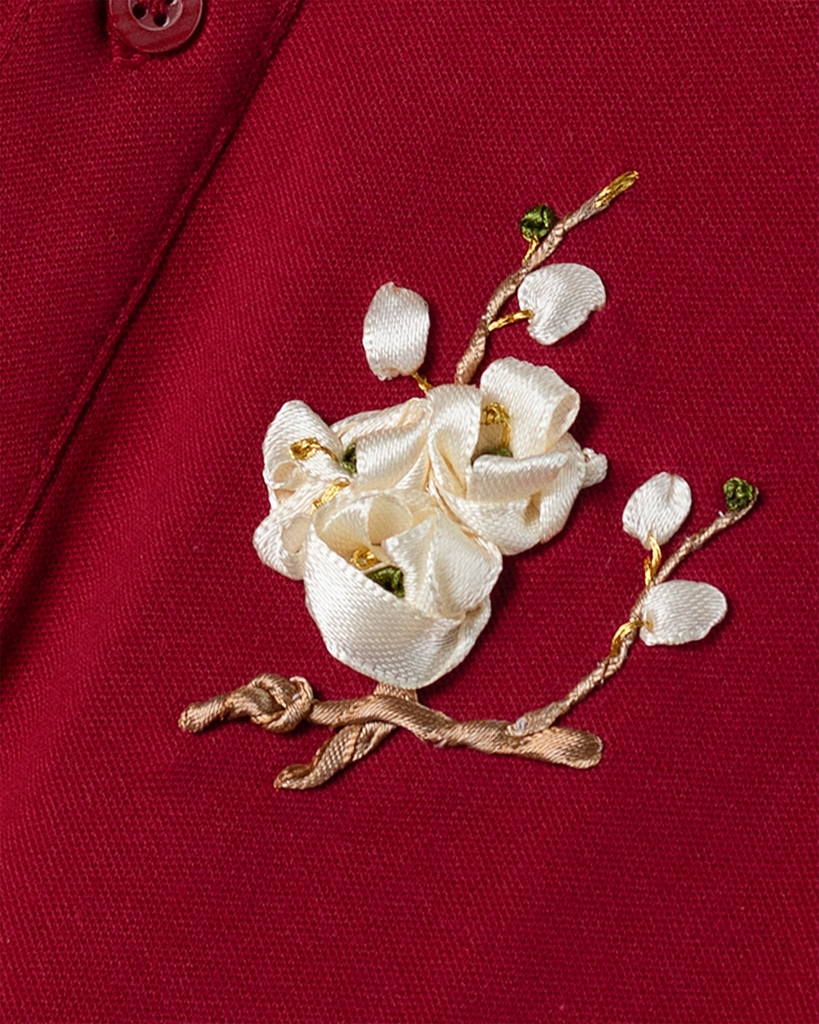 Áo Polo Thêu Ruy Băng Thủ Công - Mai Hoa Như Ý