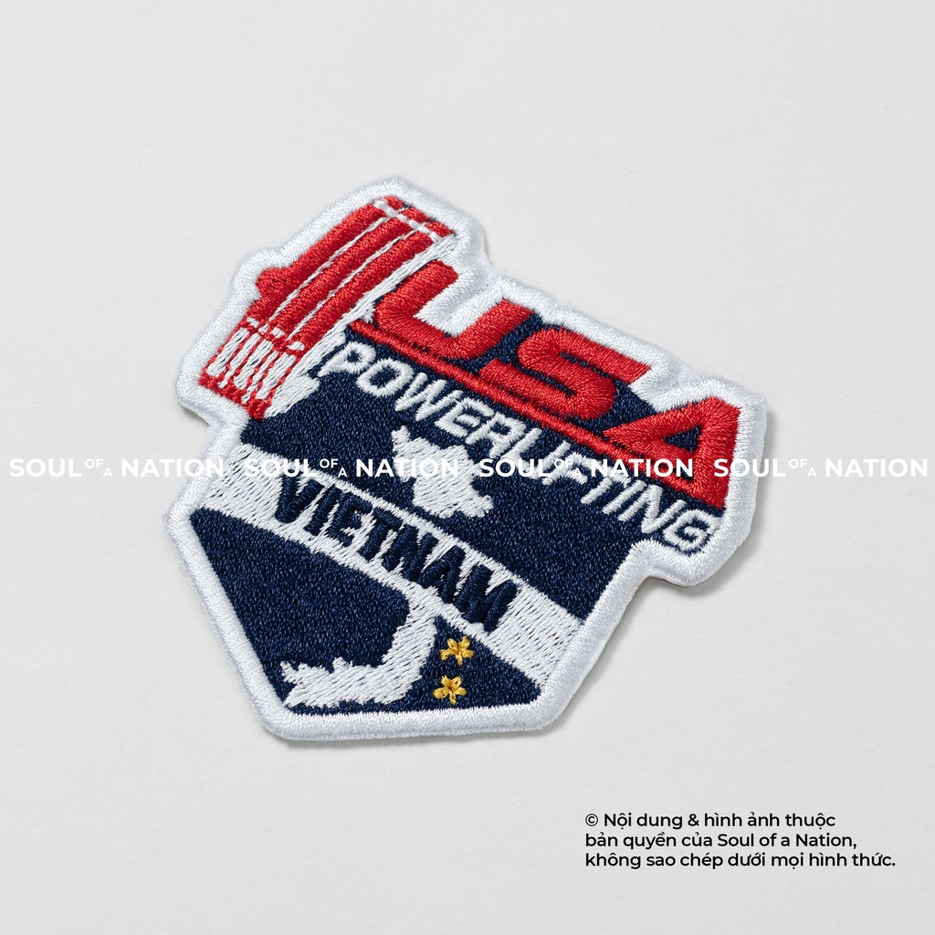 Patch thêu hình ôm viền USA Powerlifting theo yêu cầu