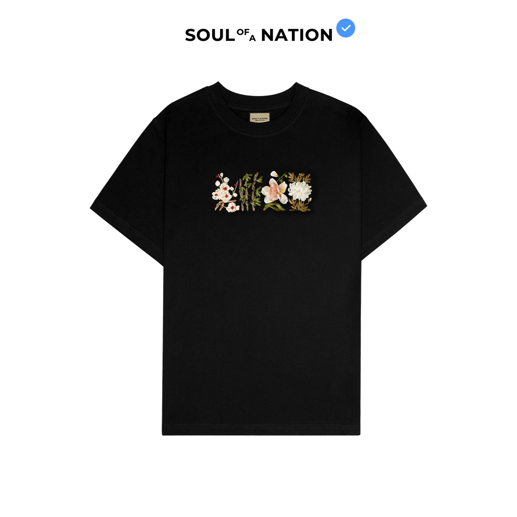 Áo Thun Thêu Ruy Băng Thủ Công - Mai Lan Cúc Trúc (Tứ Quý)