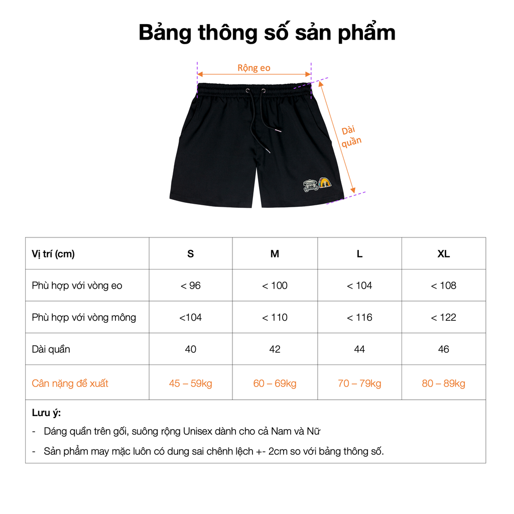 Quần Shorts Unisex - Phối Nút Kim Loại