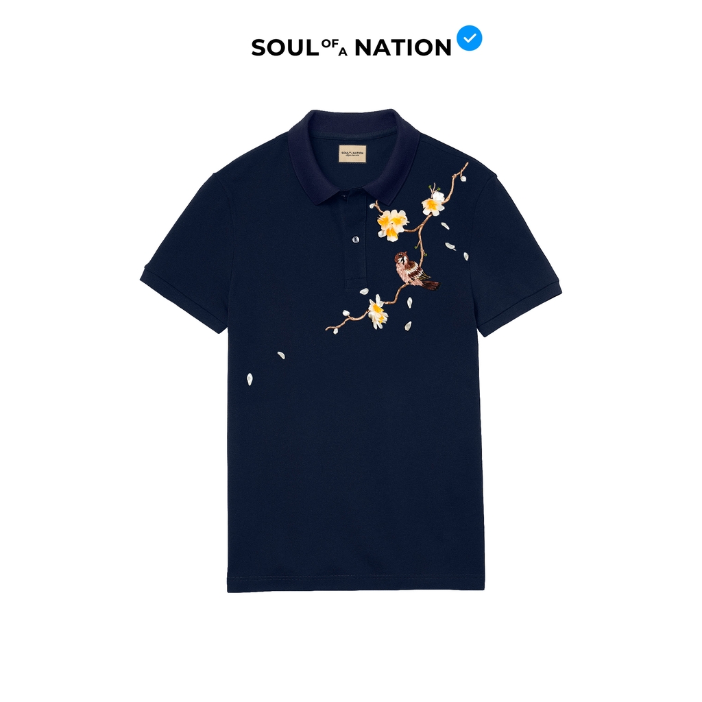 Áo Polo Thêu Ruy Băng Thủ Công - Chim Sẻ Nhành Mai 2025