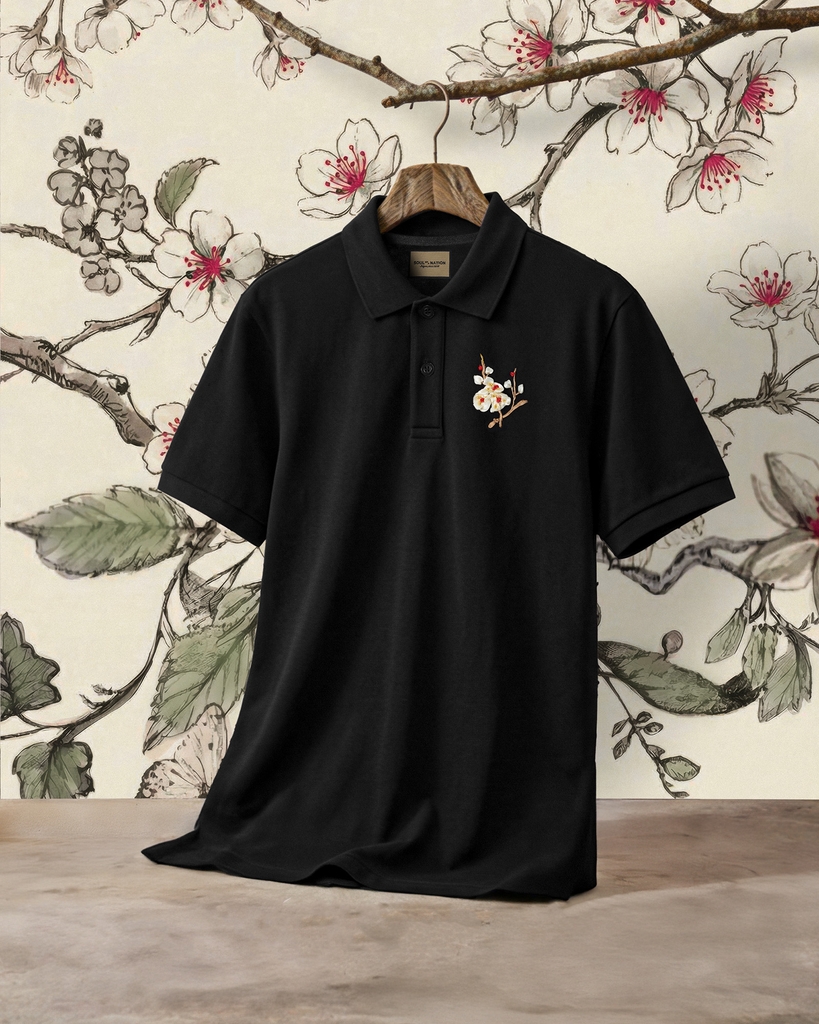 Áo Polo Thêu Ruy Băng Thủ Công - Mai Hoa Như Ý