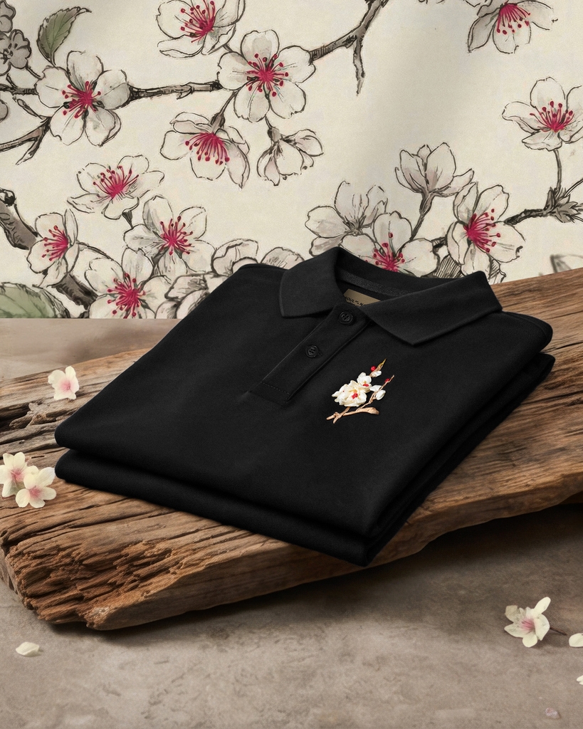 Áo Polo Thêu Ruy Băng Thủ Công - Mai Hoa Như Ý