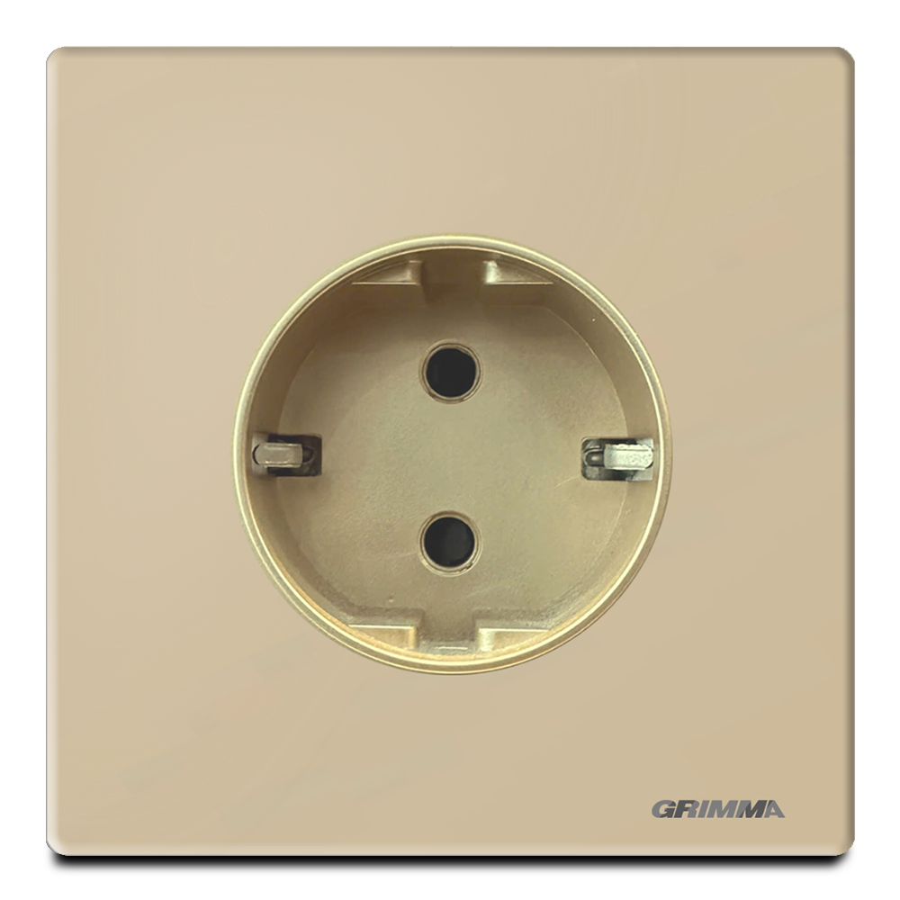 Ổ cắm tròn chuẩn Đức, mặt kính cường lực, màu vàng gold - Grimma G60GSC