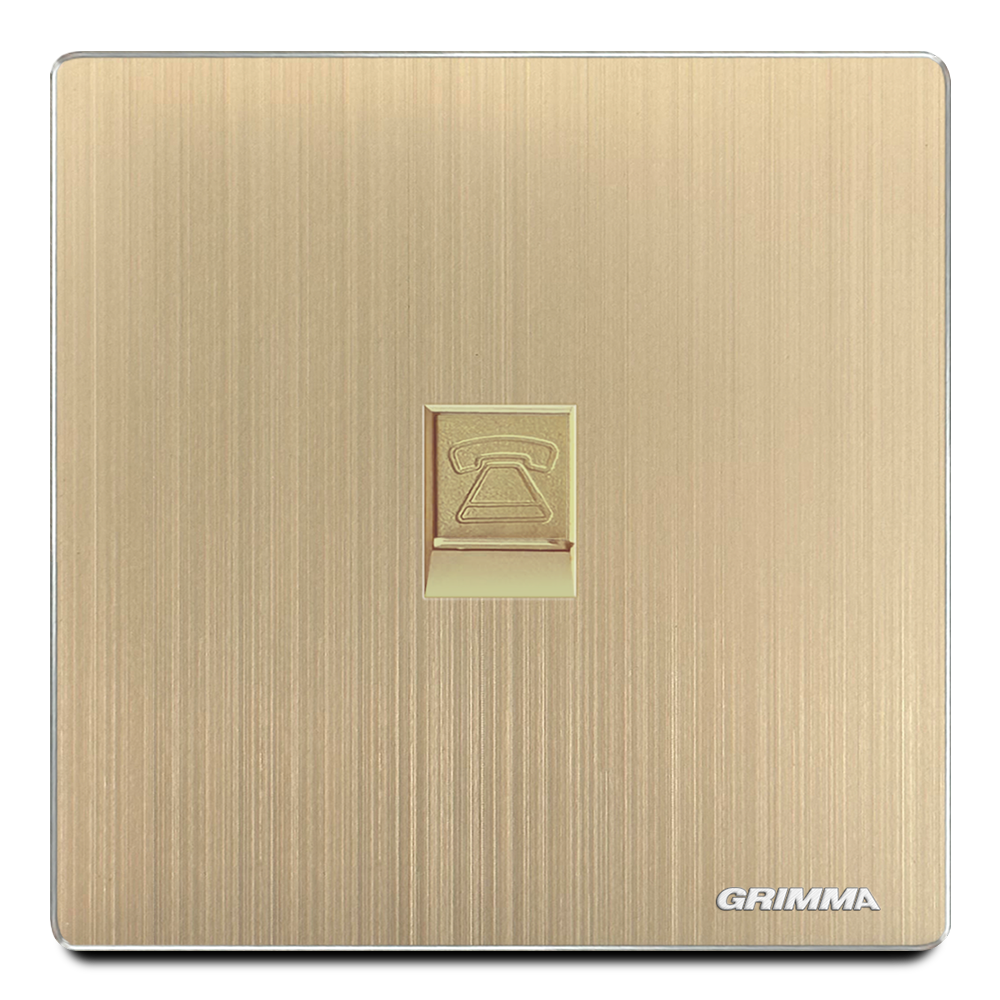 Ổ cắm đơn điện thoại, mặt nhôm, màu vàng gold - Grimma G52G1TEL
