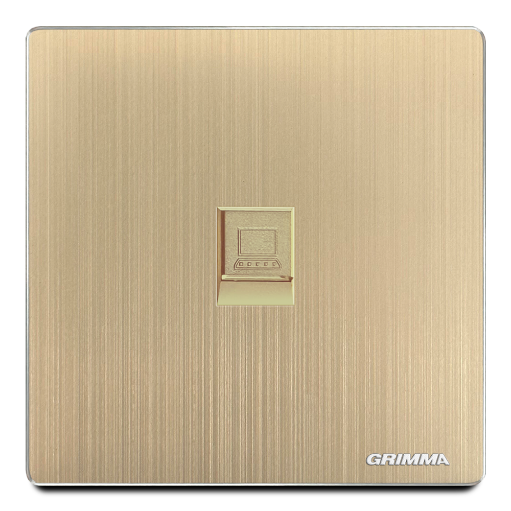 Ổ cắm đơn mạng, mặt nhôm, màu vàng gold - Grimma G52G1PC