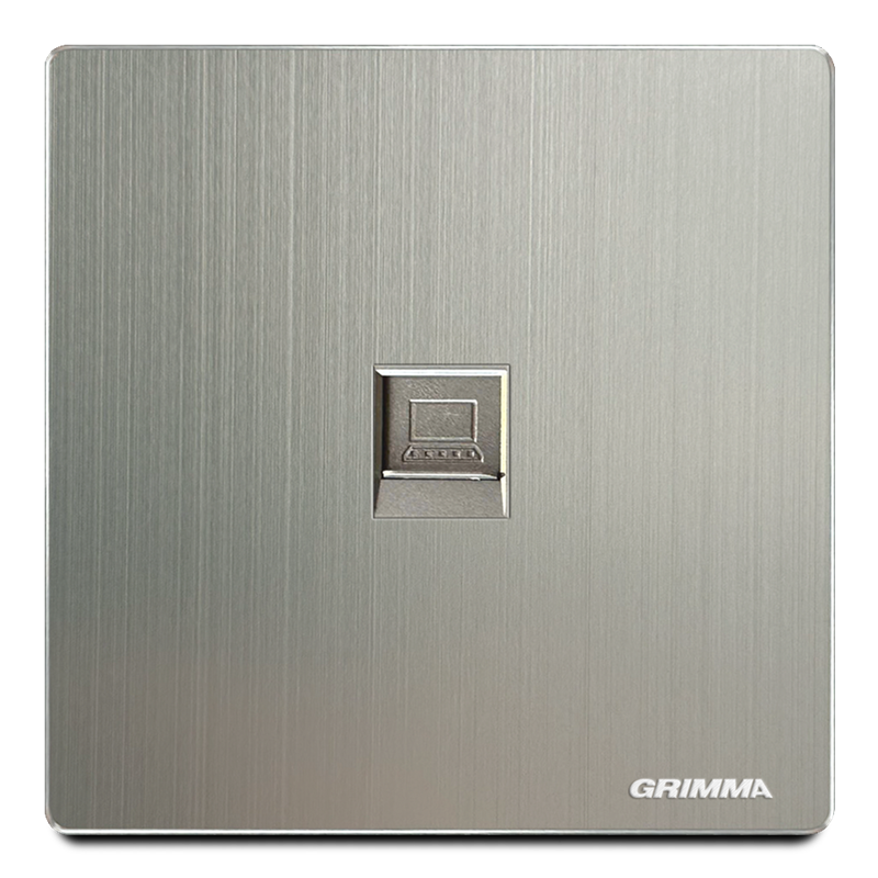 Ổ cắm đơn mạng, mặt nhôm, xám - Grimma G521PC