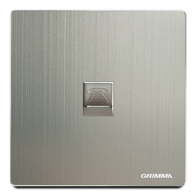Ổ cắm đơn điện thoại, mặt nhôm, xám - Grimma G521TEL