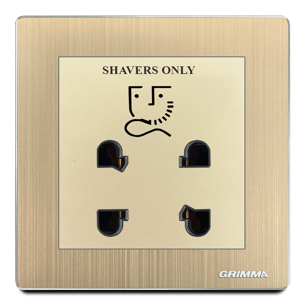 Ổ cắm dao cạo râu, mặt nhôm, màu vàng gold - Grimma G52GSKSV