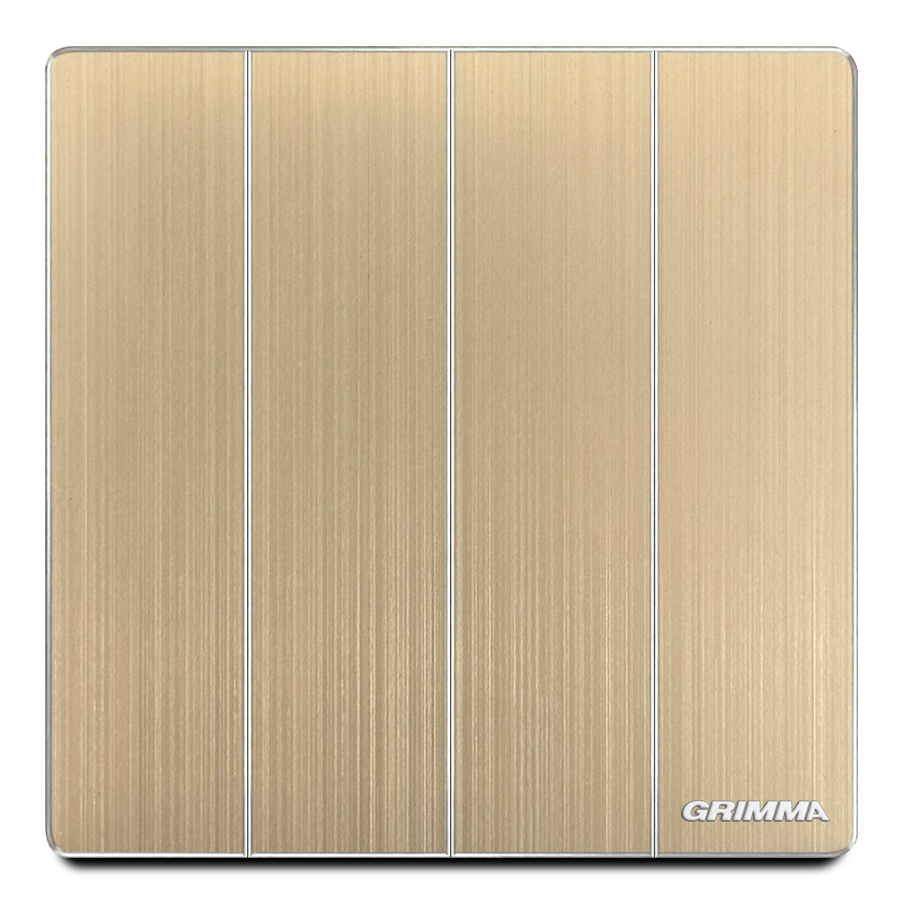 Công tắc bốn 1 chiều, mặt nhôm, màu vàng gold - Grimma G52GK41
