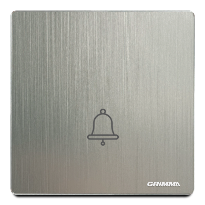Nút nhấn chuông, mặt nhôm, xám - Grimma G52DB