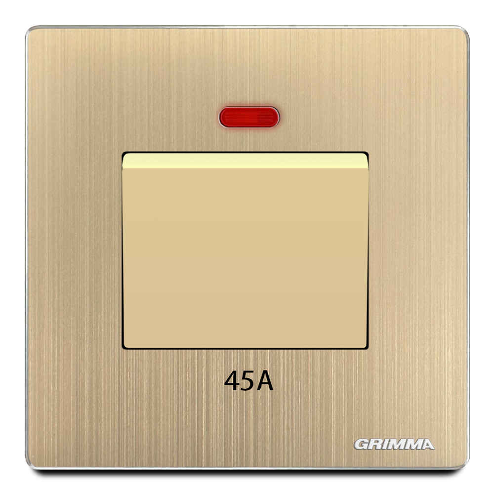 Công tắc 45A, mặt nhôm, màu vàng gold - Grimma G52GK45A