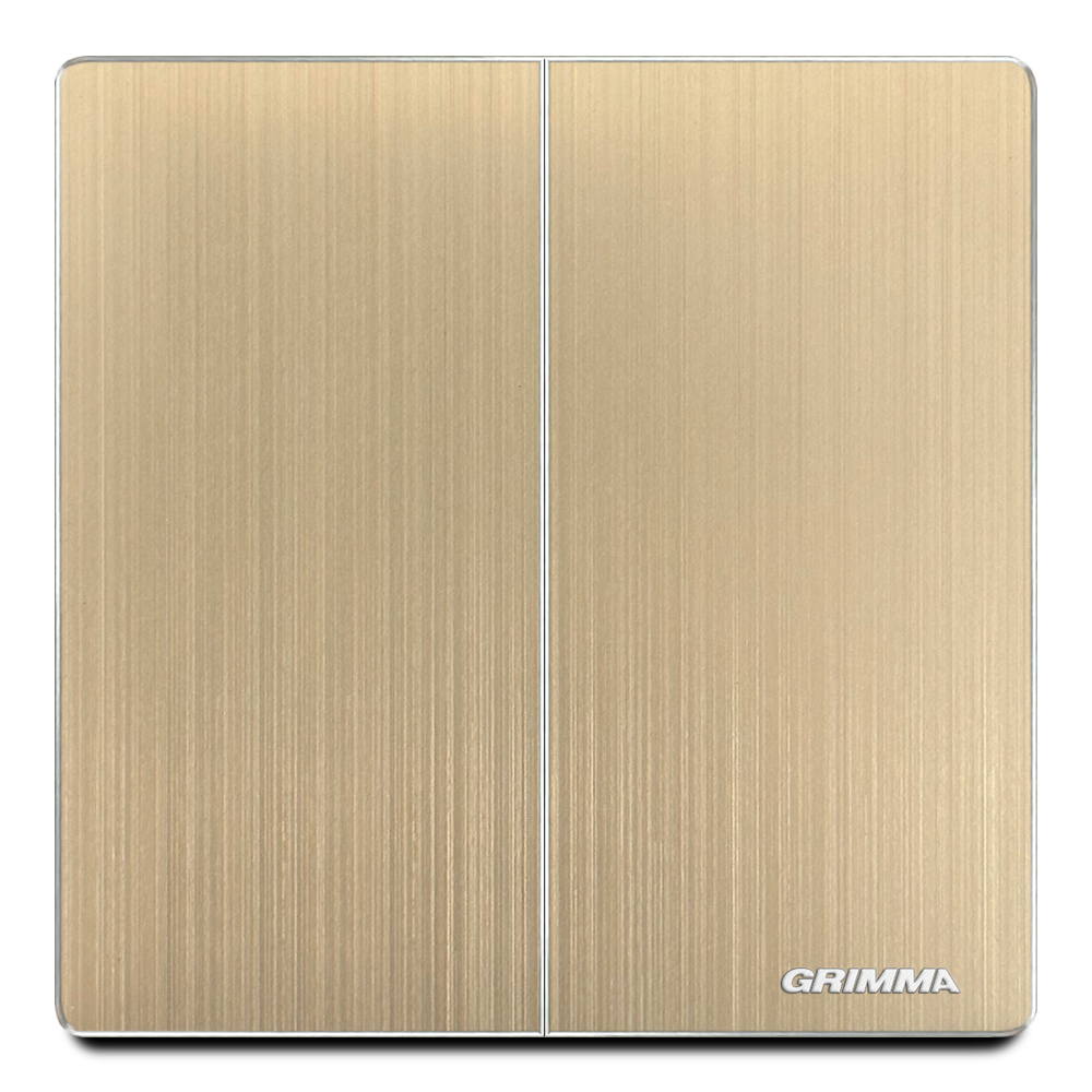 Công tắc đôi 1 chiều, mặt nhôm, màu vàng gold - Grimma G52GK21