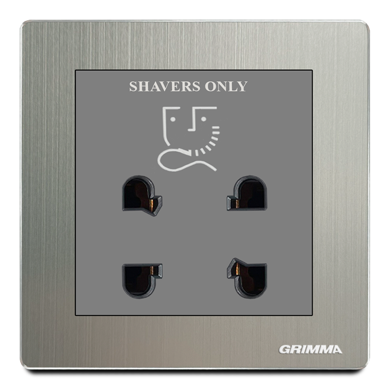 Ổ cắm dao cạo râu, mặt nhôm, xám - Grimma G52SKSV
