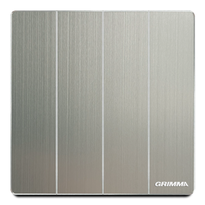 Công tắc bốn 1 chiều, mặt nhôm, xám - Grimma G52K41