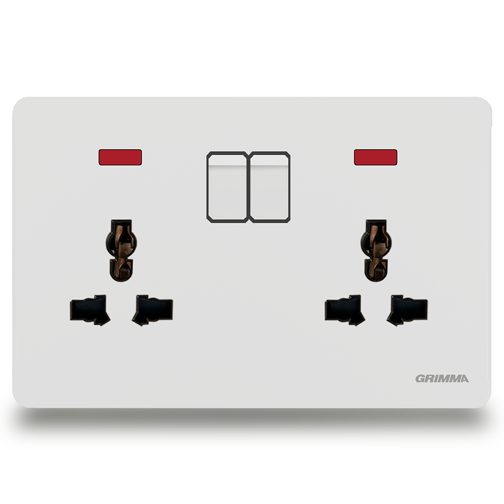 Bộ ổ cắm đôi 3 chấu có công tắc điều khiển Grimma G3WSK147