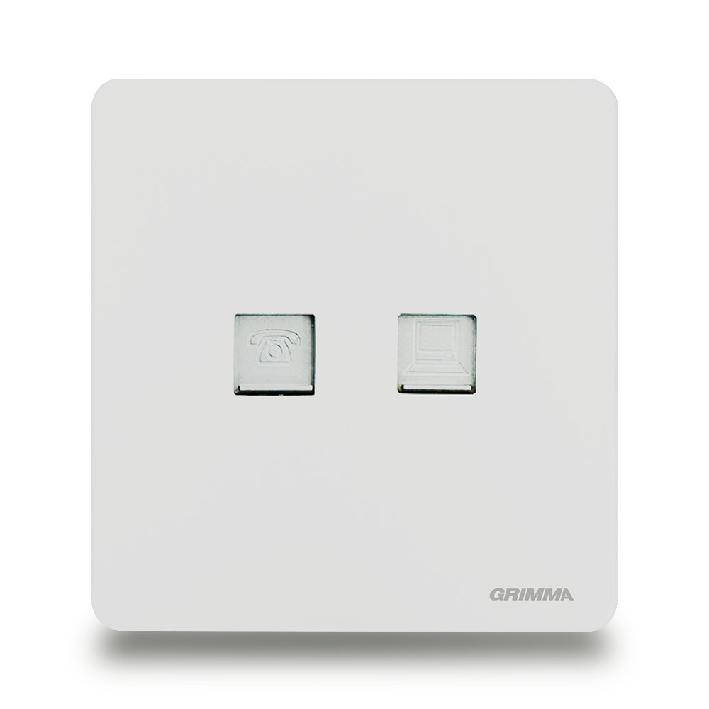 Bộ ổ cắm điện thoại + mạng Grimma G3WTELPC
