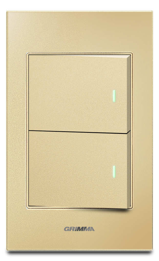 Bộ công tắc đôi 2 chiều Grimma, mặt kính cường lực G6 series G6GLGK22