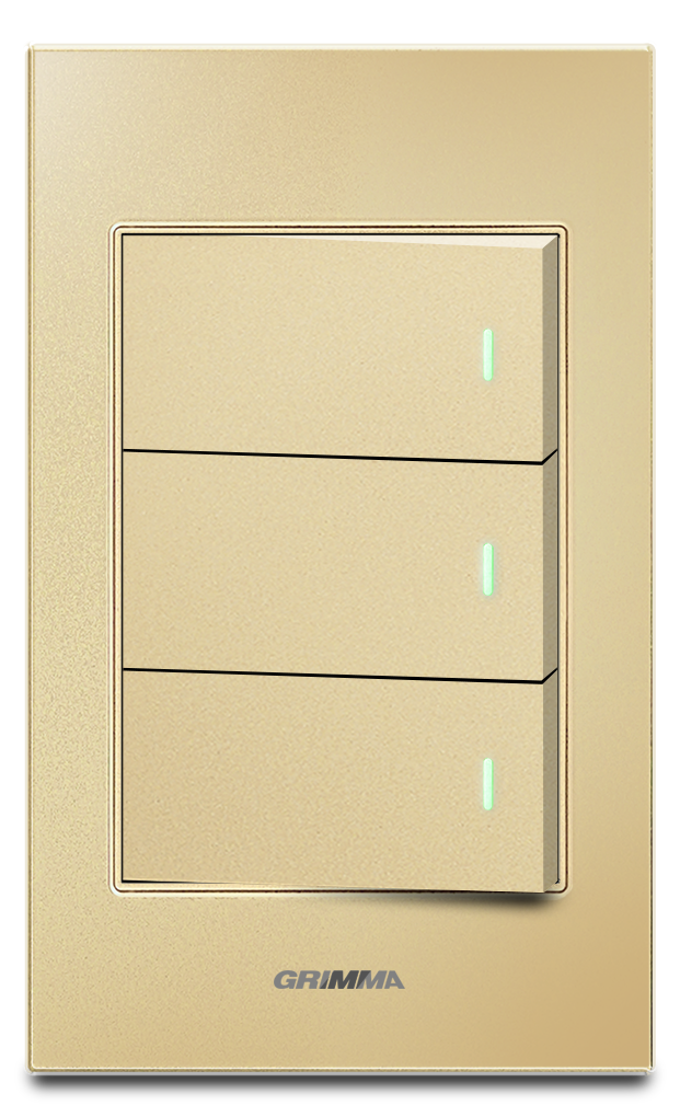 Bộ công tắc ba 2 chiều Grimma, mặt kính cường lực G6 series G6GLGK32