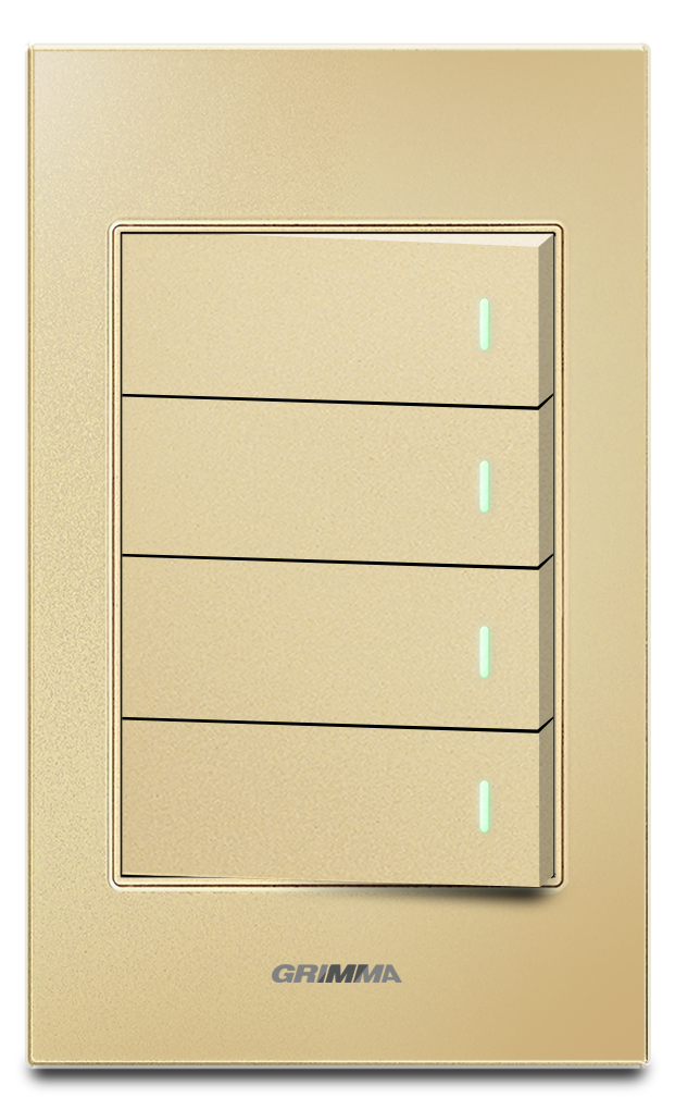Bộ công tắc bốn 1 chiều Grimma, mặt kính cường lực G6 series G6GLGK41