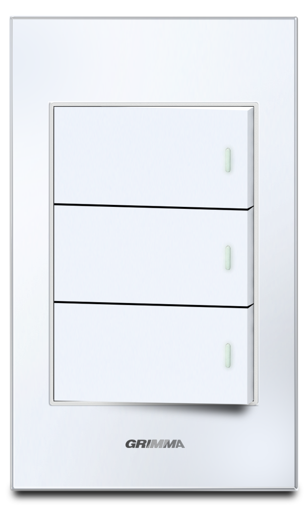 Bộ công tắc ba 1 chiều Grimma, mặt kính cường lực G6 series G6GLWK31