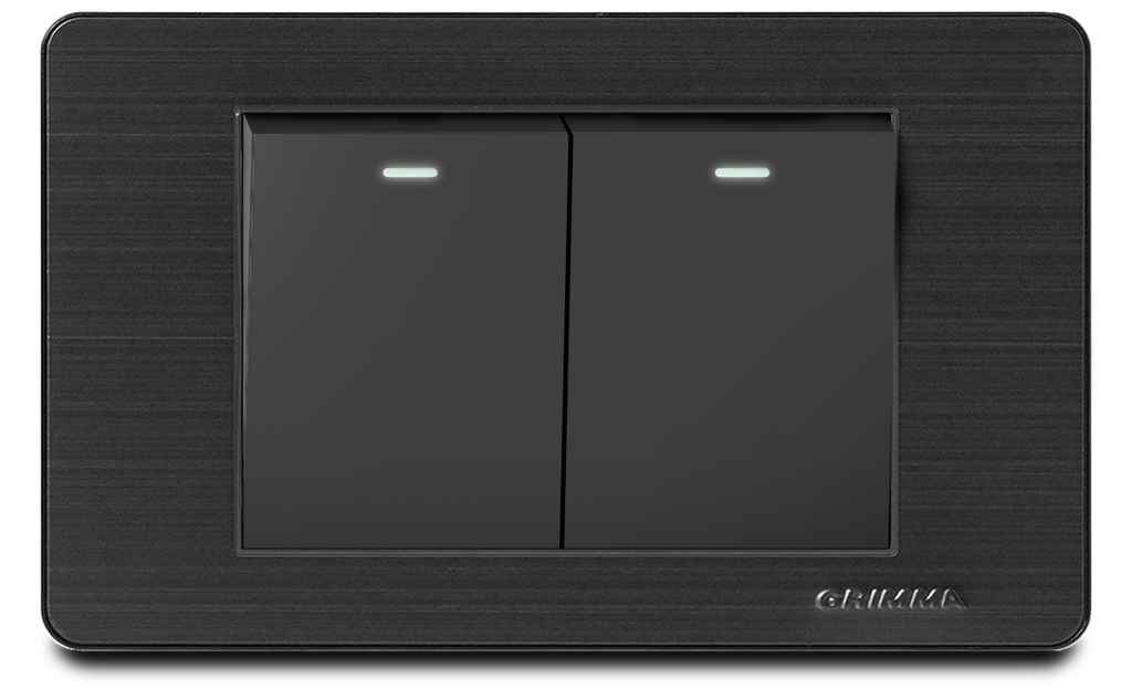Bộ công tắc đôi 2 chiều Grimma, mặt thép không gỉ G7 series G7SBK22