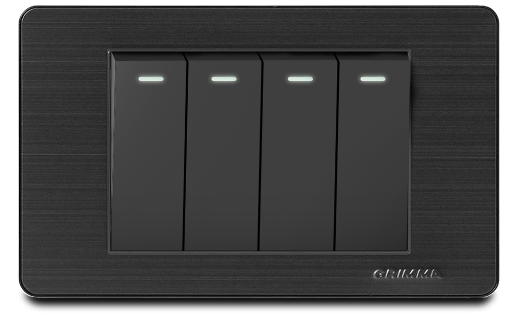 Bộ công tắc bốn 2 chiều Grimma, mặt thép không gỉ G7 series G7SBK42