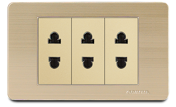 Bộ ổ cắm ba 2 chấu Grimma, mặt thép không gỉ G7 series G7SG3SK2