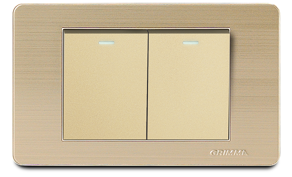 Bộ công tắc đôi 2 chiều Grimma, mặt thép không gỉ G7 series G7SGK22