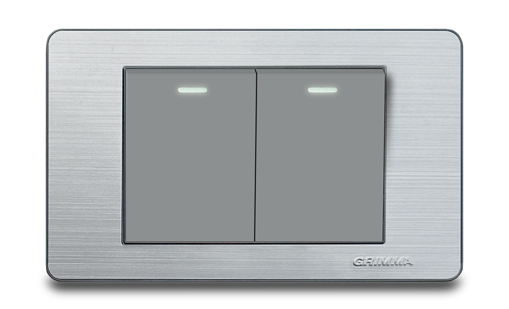 Bộ công tắc đôi 1 chiều Grimma, mặt thép không gỉ G7 series G7SK21