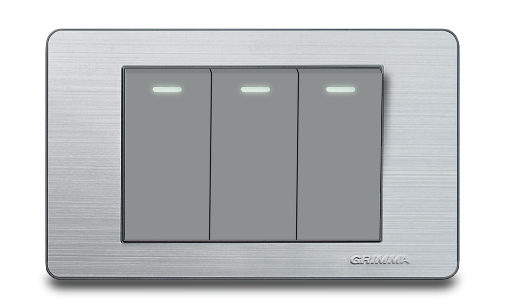 Bộ công tắc ba 2 chiều Grimma, mặt thép không gỉ G7 series G7SK32