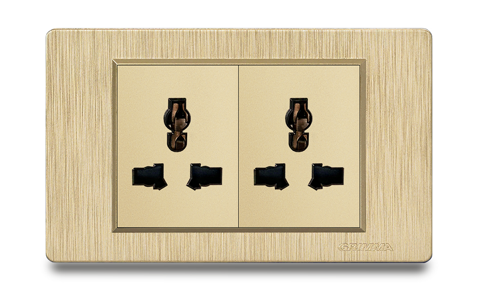 Bộ ổ cắm đôi 3 chấu đa năng Grimma, mặt nhựa vân xước G8 series G8G2SK3