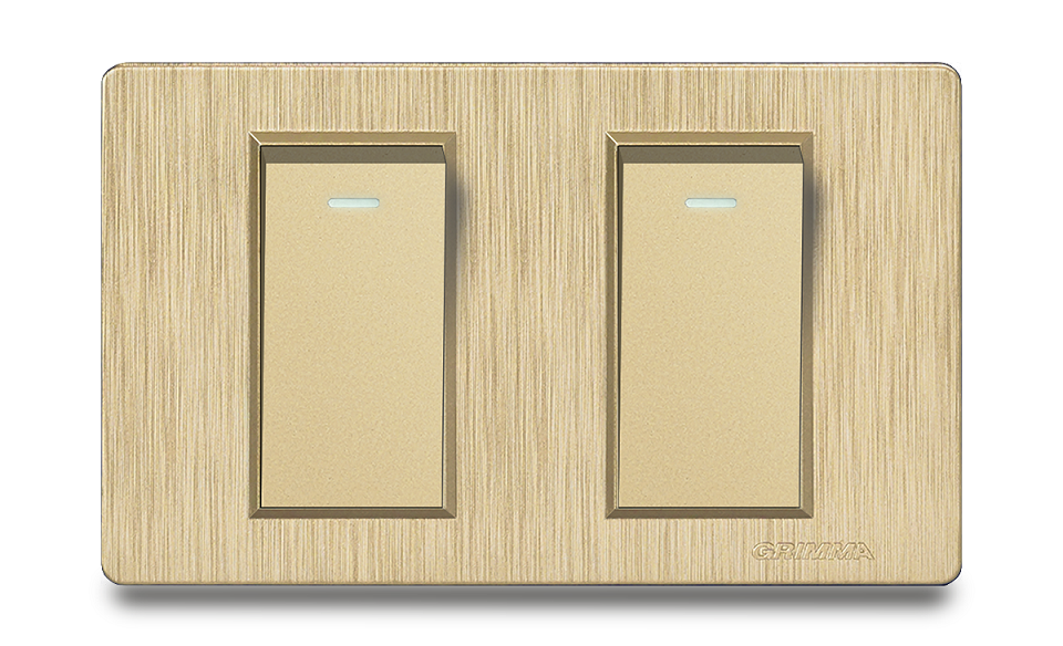 Bộ công tắc đôi 1 chiều Grimma, mặt nhựa vân xước G8 series G8GK213