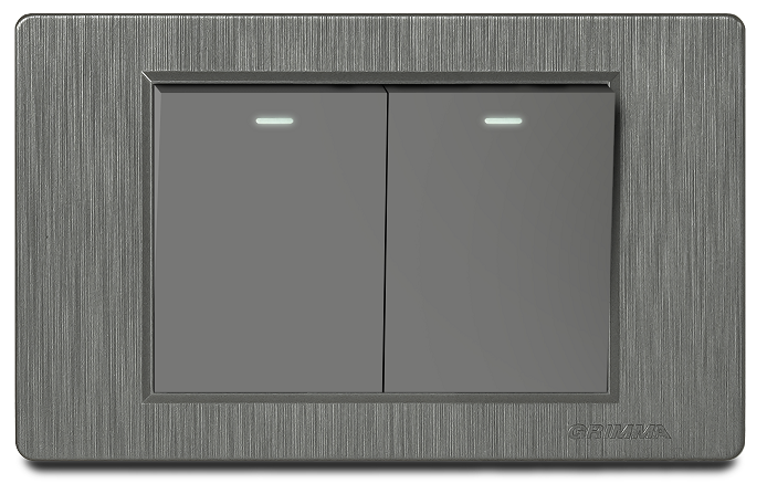Bộ công tắc đôi 1 chiều Grimma, mặt nhựa vân xước G8 series G8K21