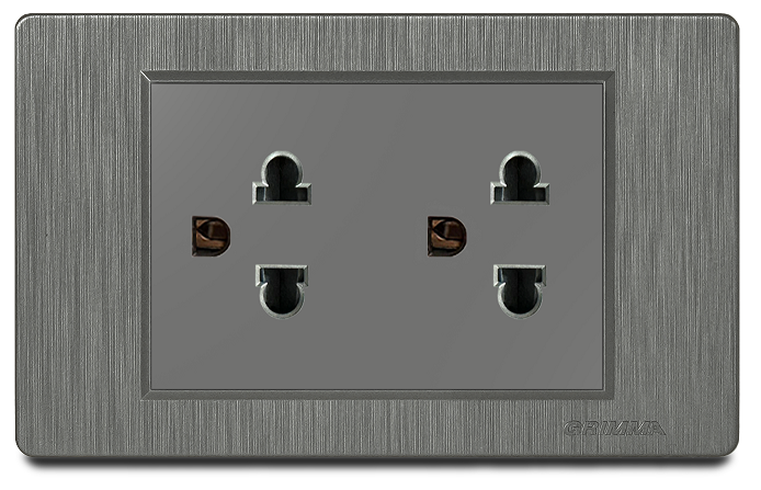 Bộ ổ cắm đôi 3 chấu Grimma, mặt nhựa vân xước G8 series G8SK333