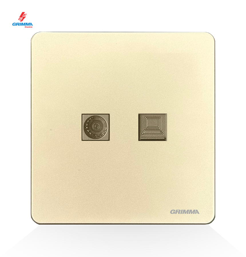 Bộ ổ cắm tivi + mạng Grimma G3GTVPC