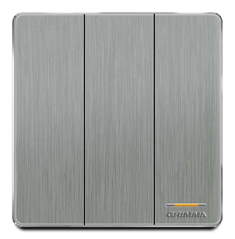 Bộ công tắc ba 1 chiều mặt nhựa vân xước màu xám Grimma G20K31
