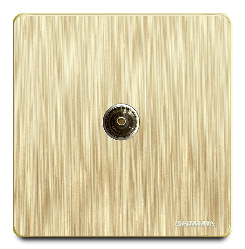 Bộ ổ cắm đơn tivi mặt nhựa vân xước màu vàng Grimma G20G1TV