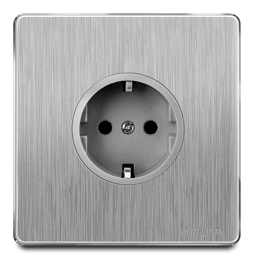 Bộ ổ cắm tròn chuẩn Đức mặt nhựa vân xước màu xám Grimma G20SC