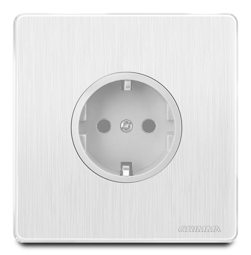 Bộ ổ cắm tròn chuẩn Đức mặt nhựa vân xước màu trắng Grimma G20WSC