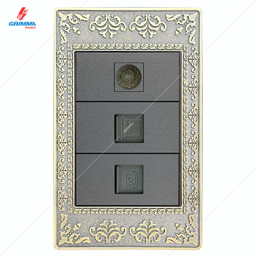 Ổ cắm tivi + mạng + điện thoại GRIMMA G8-TVPCTEL