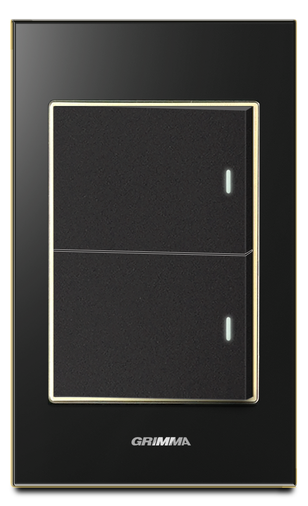Bộ công tắc đôi 1 chiều Grimma, mặt kính cường lực G6 series G6GLBK21