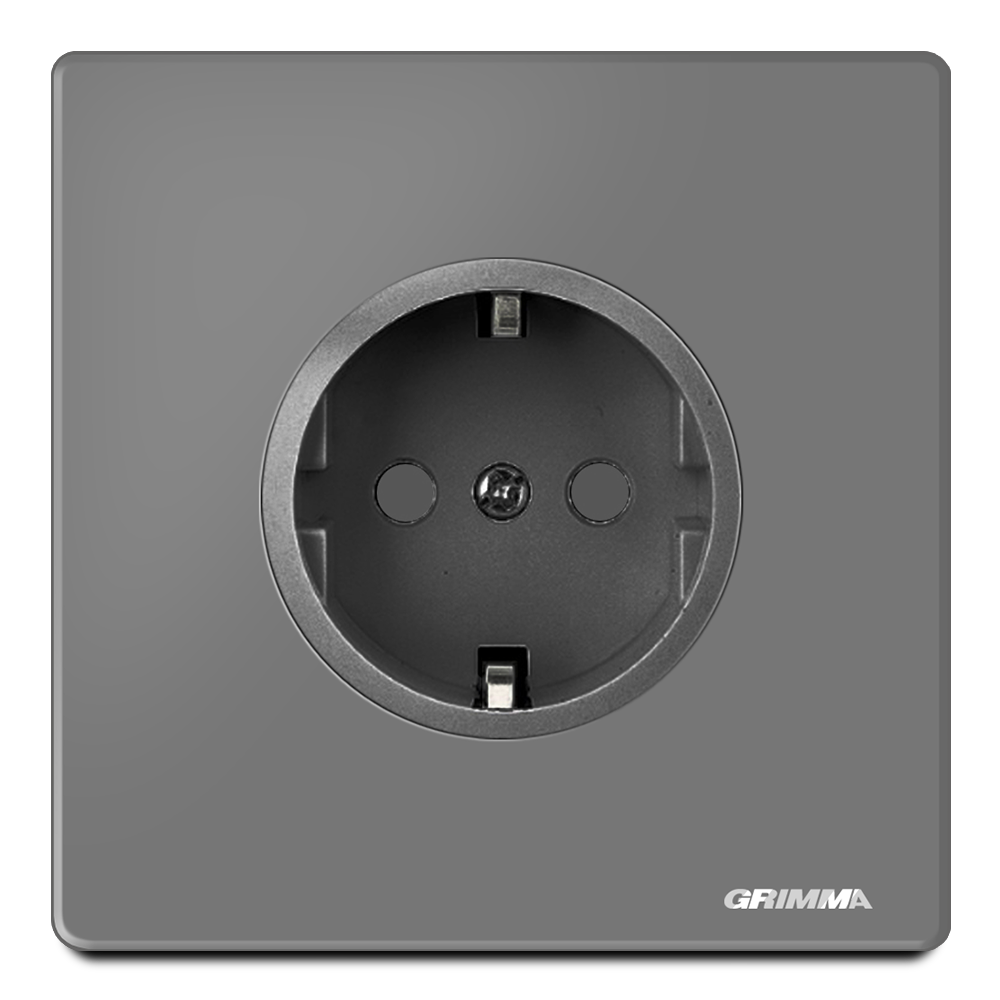Ổ cắm tròn chuẩn Đức, mặt kính cường lực, màu xám - Grimma G60SC