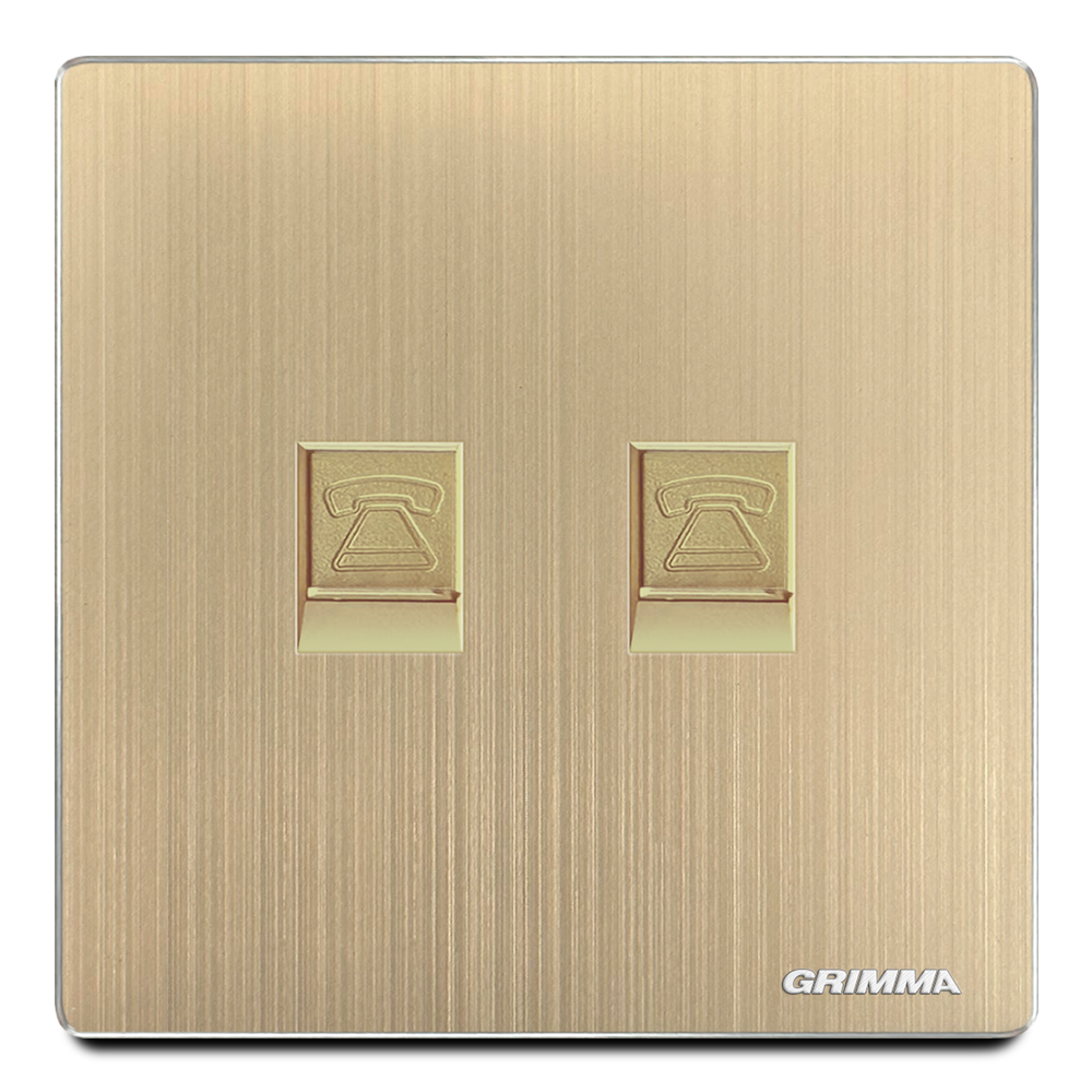 Ổ cắm đôi điện thoại, mặt nhôm, màu vàng gold - Grimma G52G2TEL