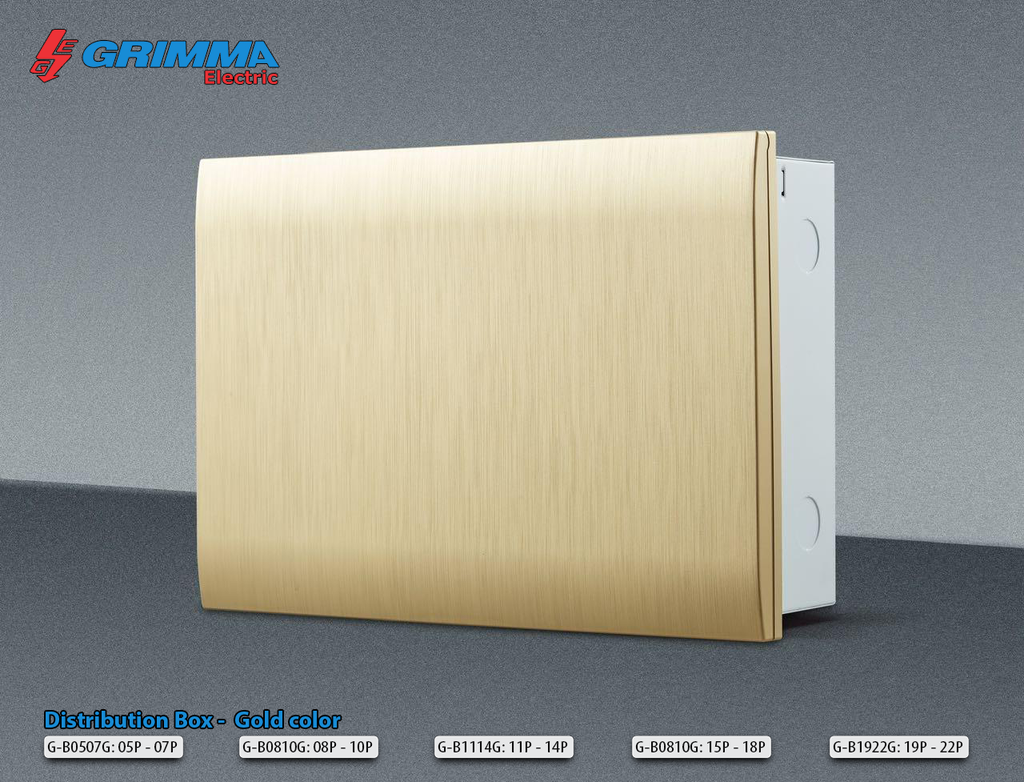 Tủ điện âm tường Grimma, màu gold, vân xước