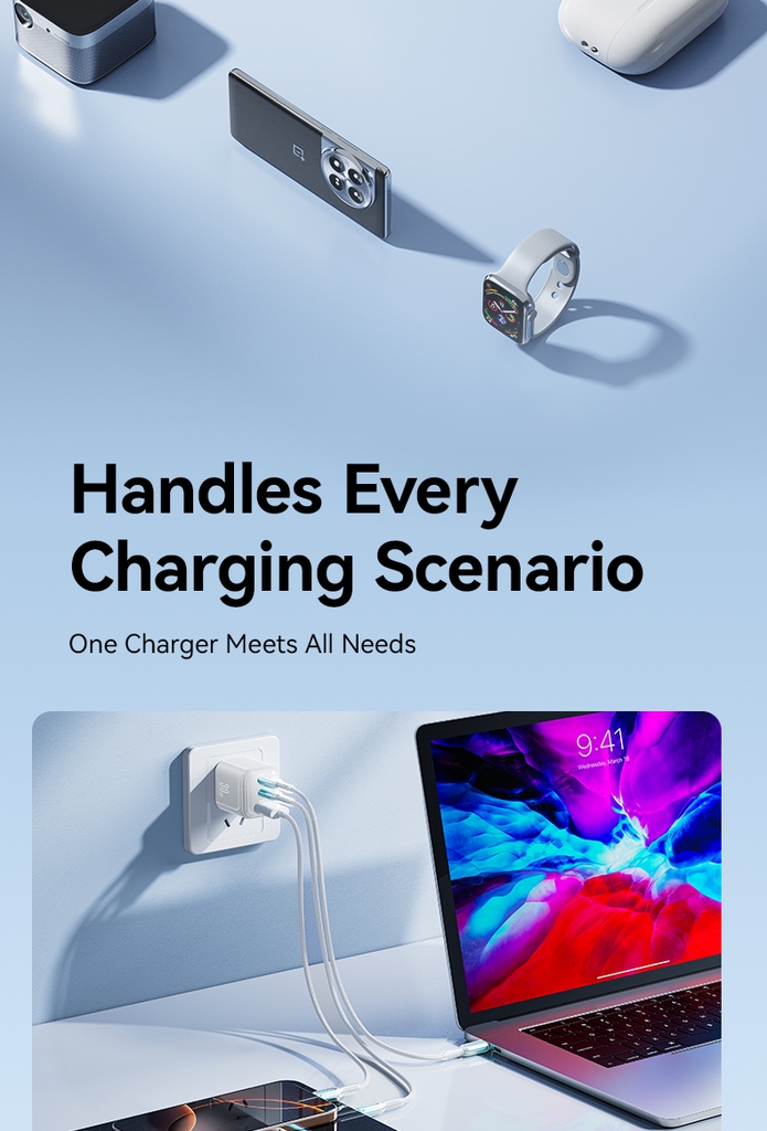Củ sạc 30W Joyroom TCG14 nhỏ gọn di động 3 cổng sạc Lightning Type-C USB