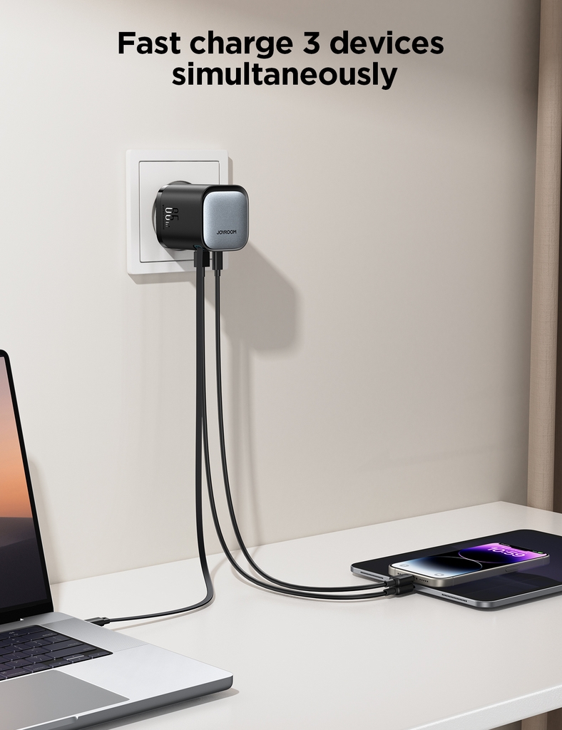 Củ sạc nhanh Joyroom 65W dây rút gọn tích hợp TCL02 GaN Charger with Retractable Cable