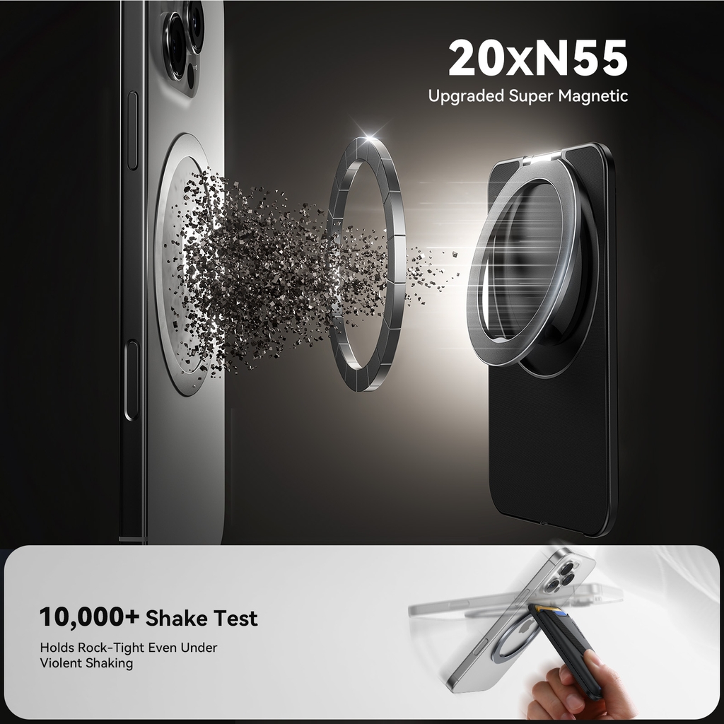 Ví da iPhone Joyroom ZS432 MagSafe Wallet nam châm, aluminum alloy, giá đỡ đa năng
